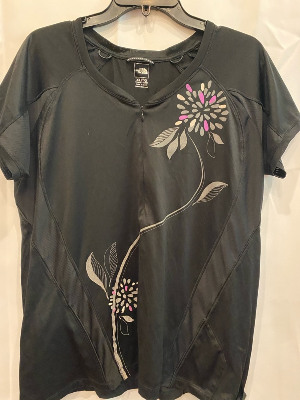 The North Face Black Short-Sleeve Tee with Pink & Gray Floral Print